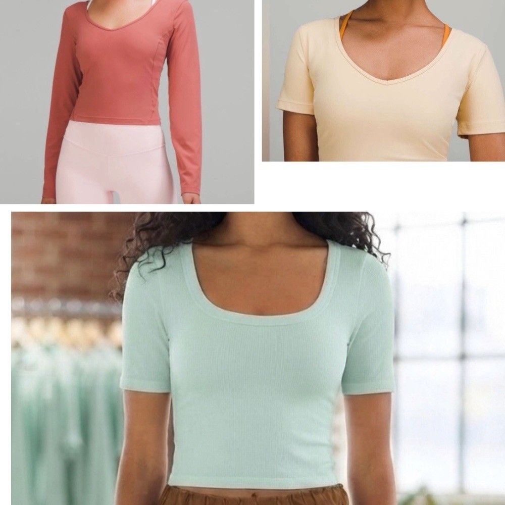 LULULEMON SET OF 3 ALIGN BRIER ROSE/PROSECCO /HELD TIGHT MINT GREEN SZ 4